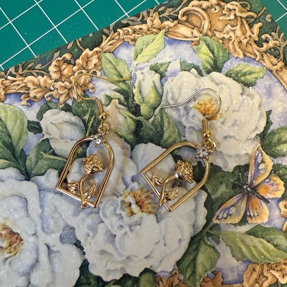 Disney Inspired “Belle” Elegant Gold Birdcage Earrings - Picture 5 of 5